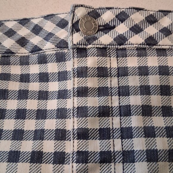 Talbots Denim A-Line Fancy Gingham Blue & White Skirt Women's Size 16/18 - Picture 4 of 14